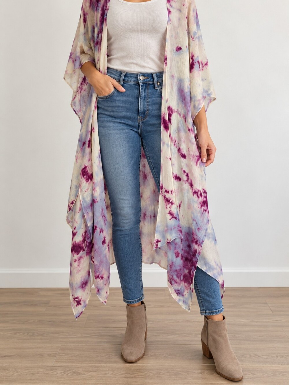 Steve Madden Tie-Dye Kimono in Pink & Purple